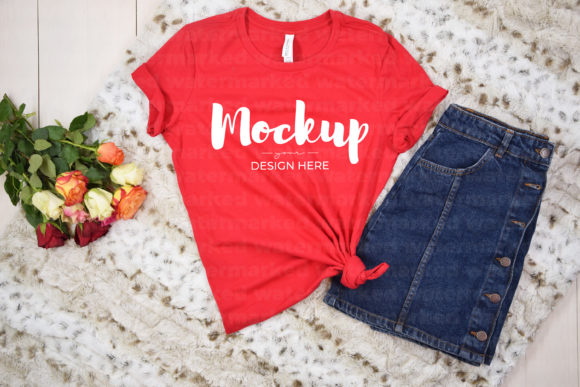 Bella Canvas 6400 Red Mockup for Graphics and T-Shirts