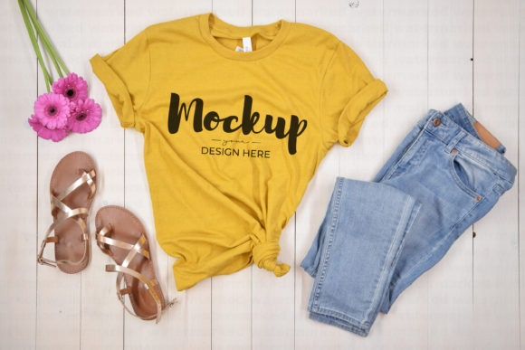 Bella Canvas Heather Mustard Mockup