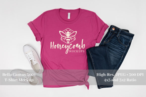 Berry 3001 Flat Lay T-Shirt Mockup