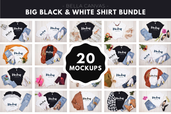 Big Black and White Shirt Mockup Bundle