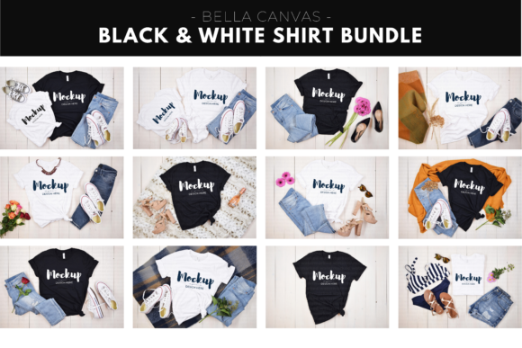 Black and White T-Shirt Mockup Bundle