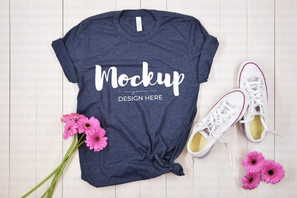 Blue Spring T-Shirt Mockup: Graphics & T-Shirts