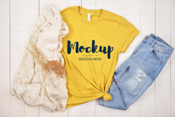 Casual Yellow T-Shirt Mockup