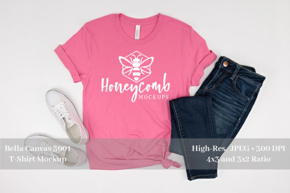 Charity Pink 3001 Flat Lay Mockup: Graphics for T-Shirts