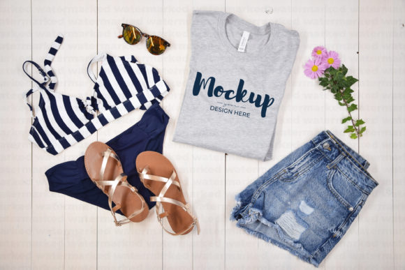 Grey Bella Canvas Shirt Mockup for Graphics and T-Shirts