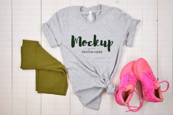 Grey Fitness T-shirt Mockup for Graphics and T-Shirts