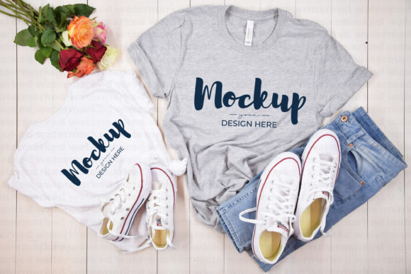 Grey Mommy and Me Shirt Mockup: Graphics for T-Shirts