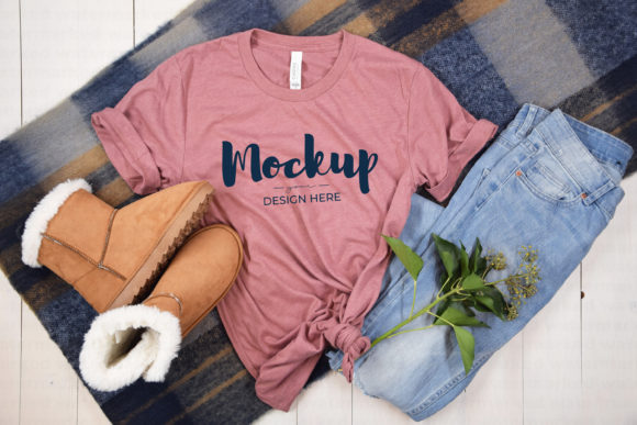 Heather Mauve T-shirt Mockup Bella Canvas