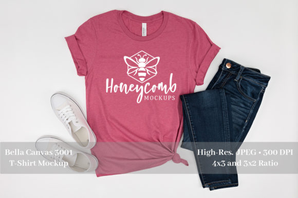 Heather Raspberry 3001 Flat Lay Mockup