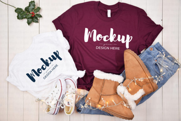 Maroon Mom and Daughter Shirt Mockup