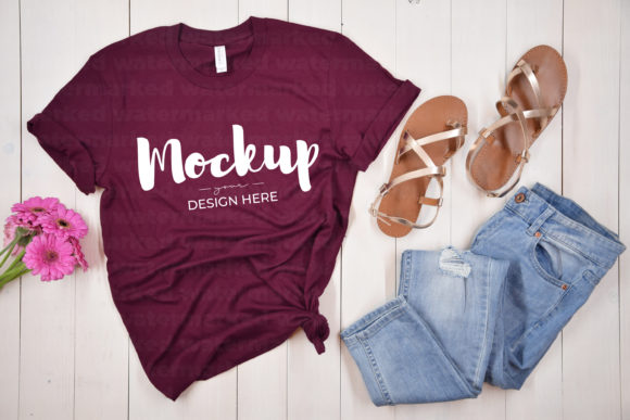 Maroon Summer Shirt Mockup for Graphics and T-Shirts