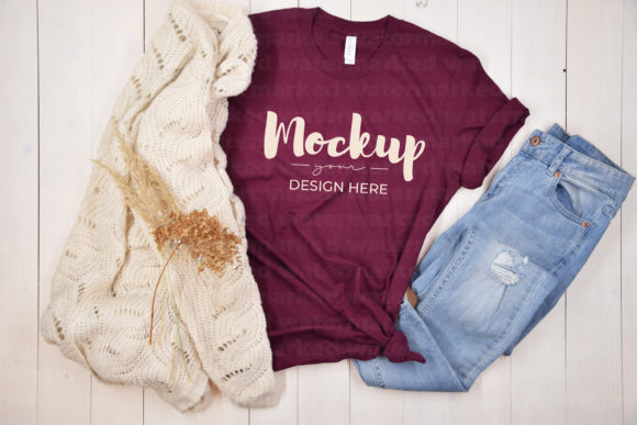 Maroon T-shirt Mockup for Graphic Design