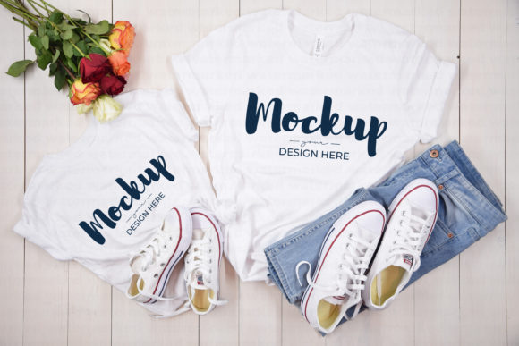 Mommy and Me White Shirt Mockup: Graphics & T-Shirts