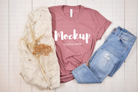 Pink Bella Canvas 3001 Tshirt Mockup