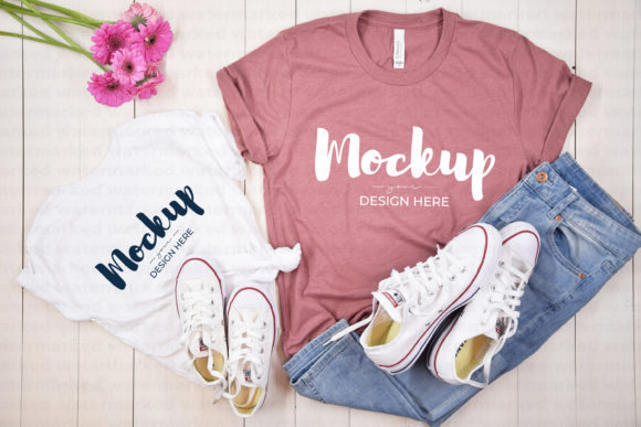 Pink, White Mommy and Me Tshirt Mockup