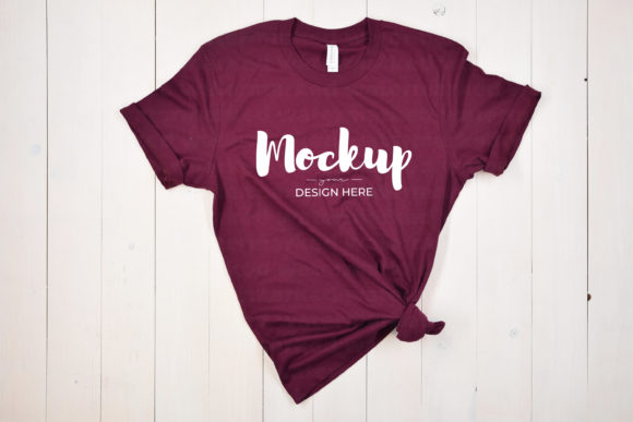 Plain T-shirt Mockup Maroon