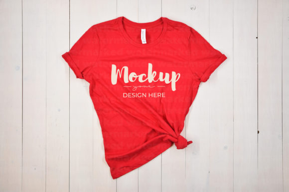 Red T-shirt Mockup Bella Canvas