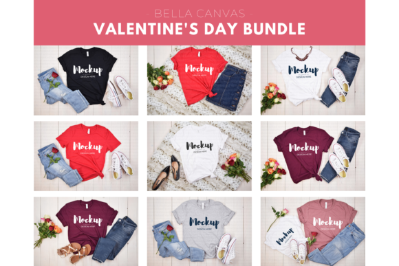 Valentines Day T-Shirt Mockup Bundle