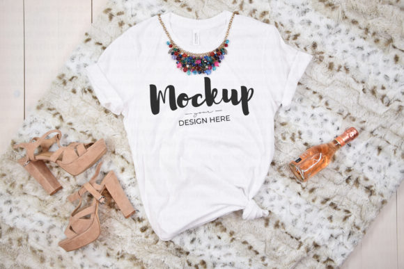 White Party Shirt Mockup, Bella Canvas