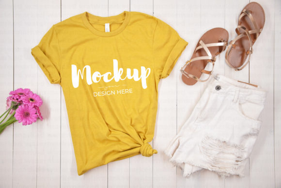 Yellow Bella Canvas 3001 Shirt Mockup