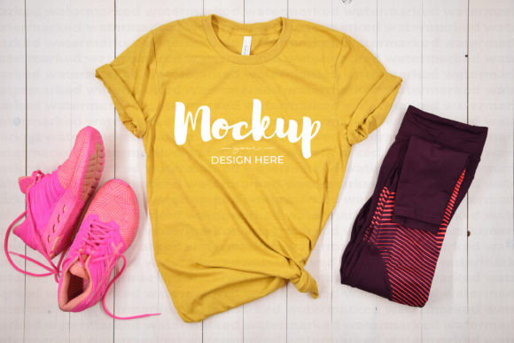 Yellow Fitness Shirt Mockup for Graphics and T-Shirts