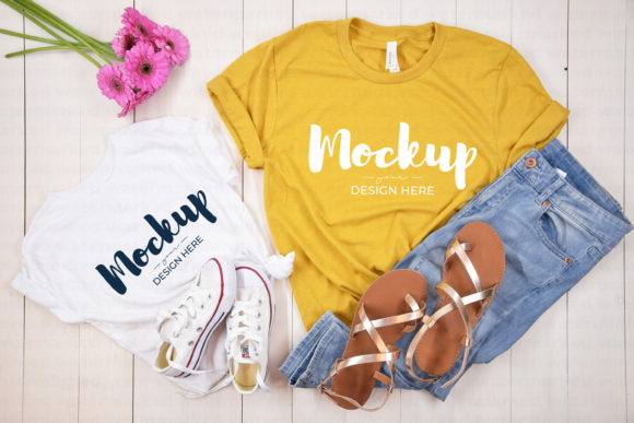 Yellow Mom and Daughter Shirt Mockup